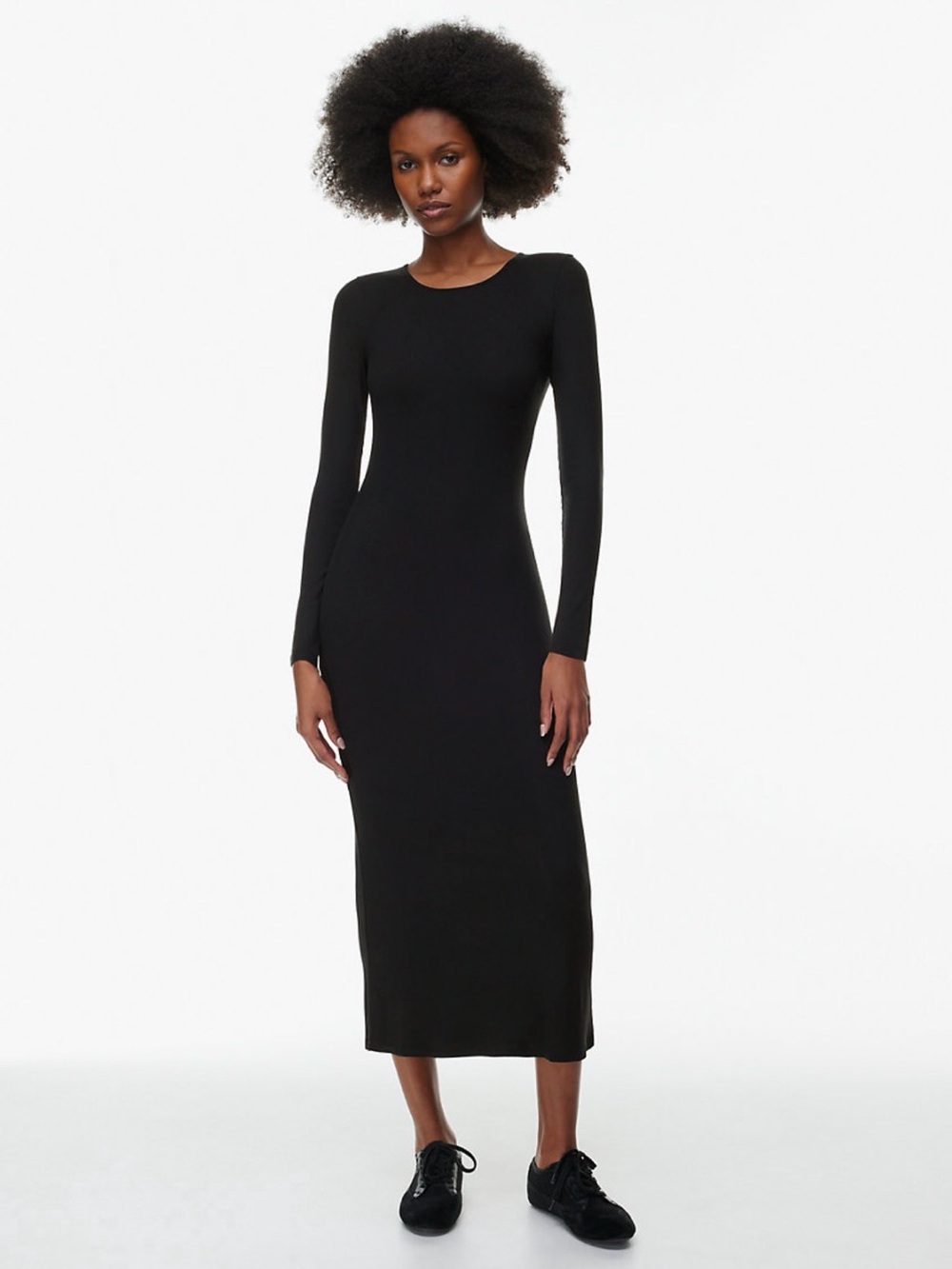 Luxe Lounge Serenity Babaton Black Long-Sleeve Bodycon Midi Dress